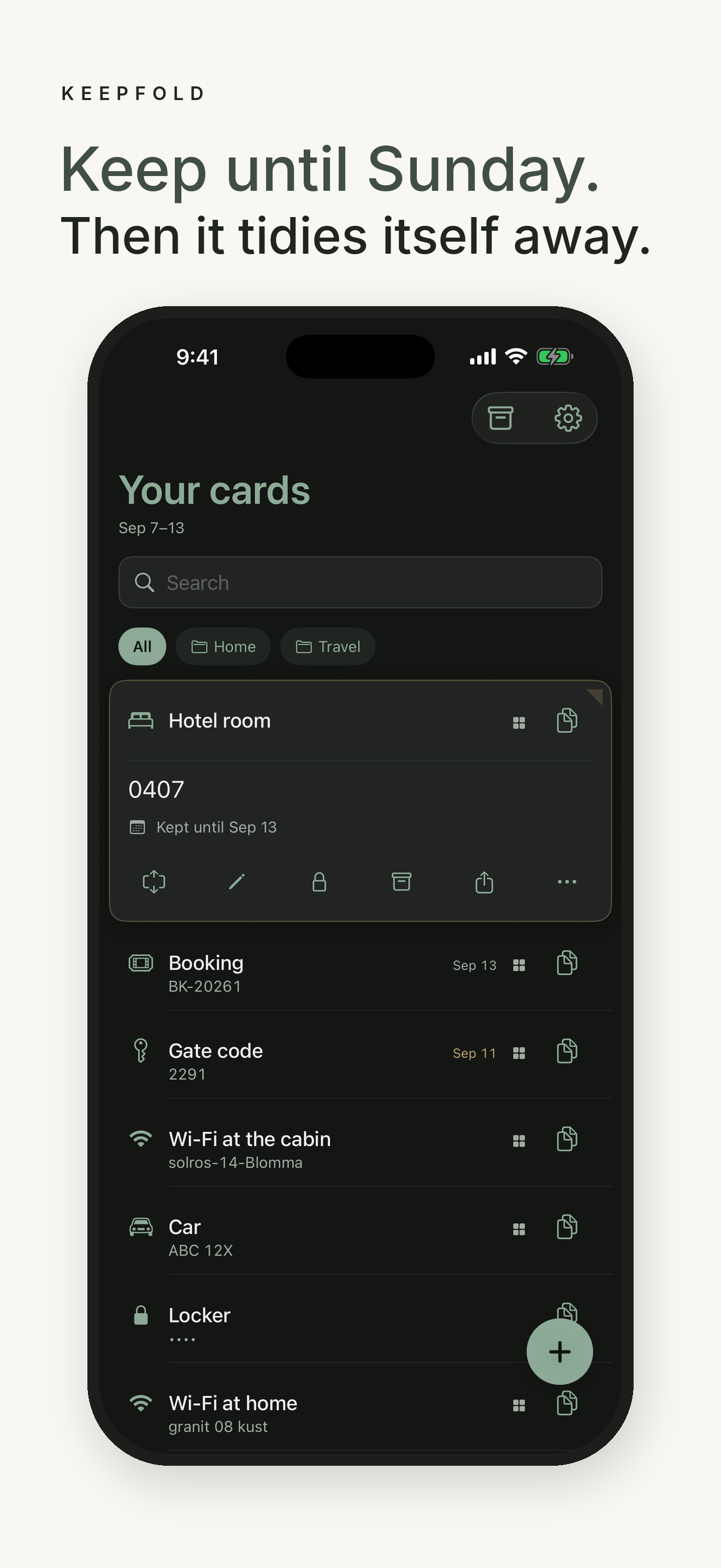 A card with a keep-until date, and the archive