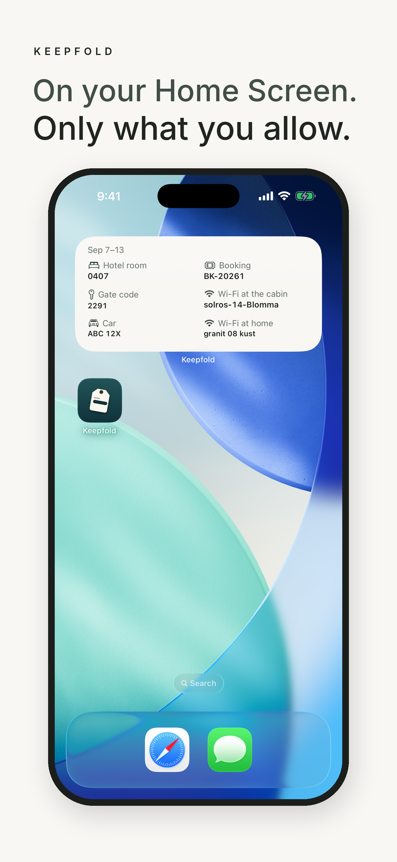 A two-column Home Screen widget
